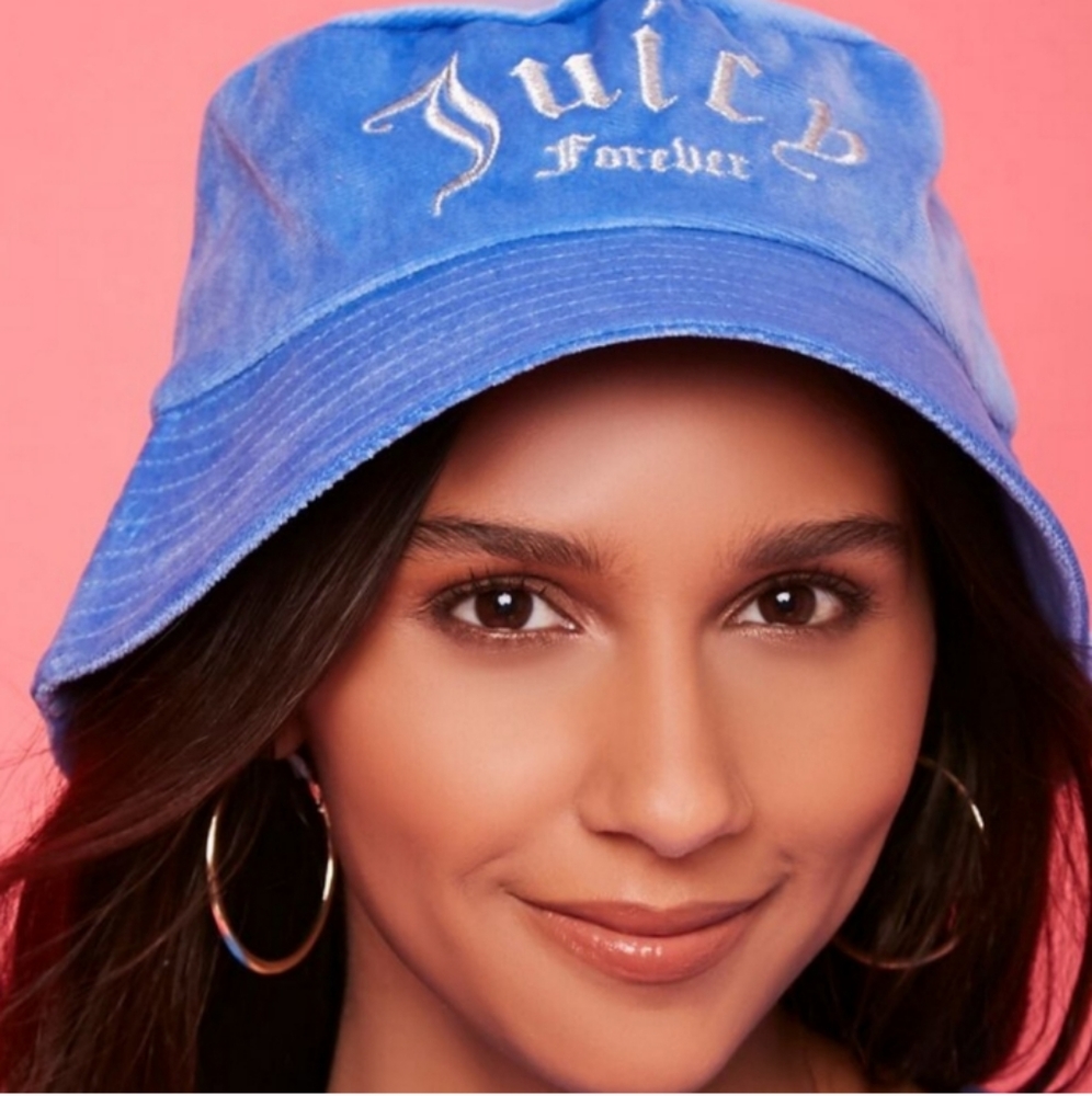 New! Juicy Couture x Forever 21 Blue Velvet Juicy Couture Velvet Blue Bucket Hat